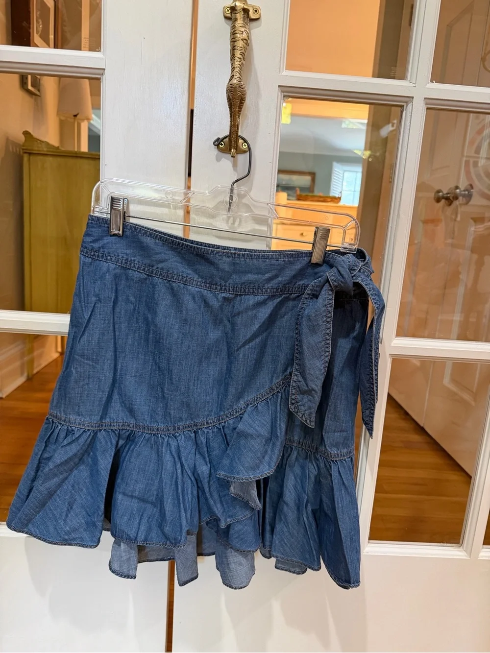Veronica Beard Denim Ruffle Hem Skirt - Blue